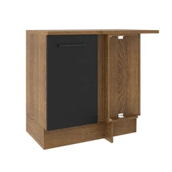 Balcão Armário de Cozinha de Canto 1 Porta Rustic/Preto Agata Madesa