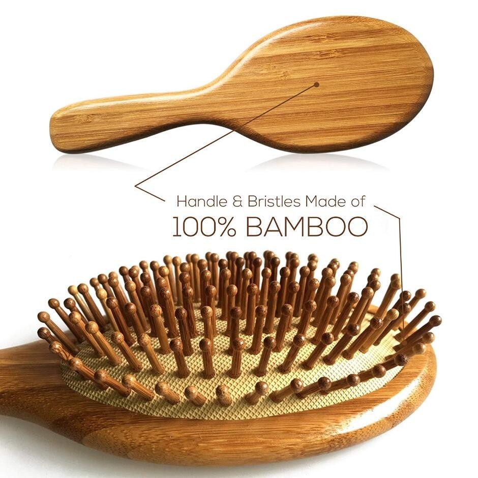 Escova De Bambu De Madeira Premium Para Cabelo Melhora O Crescimento Do Prevenir A Queda D...