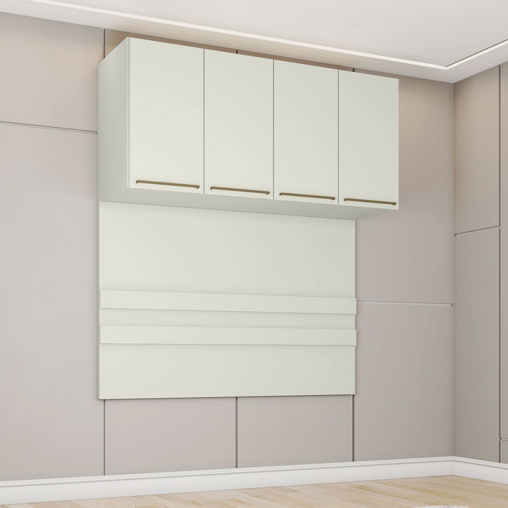 Armário Aéreo para Quarto Ponte Seletto 4 Portas Areia - Henn em Oferta na Shopee