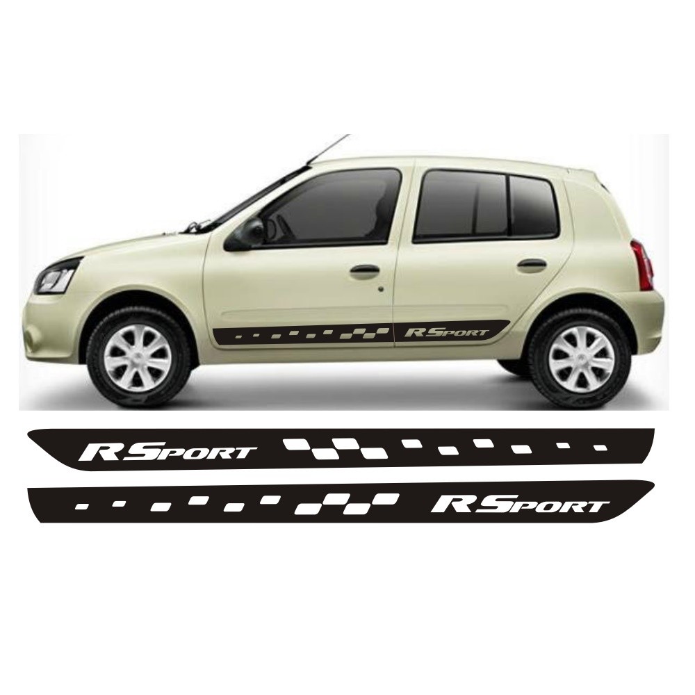 Adesivo Lateral Para Renault Clio RSport 4 Portas Hatch e Sedan Faixa Adesiva Fita Colante