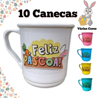 Caneca copo colorido feliz pascoa cenoura coelhinho lembrança revenda chocolate igreja escola creche em Oferta na Shopee