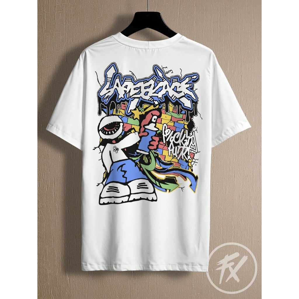 Camiseta 100% Algodão Camiseta Camisa Premium Algodão Streetwear Estampada Oversized Desenho Anime Fluxo Oversized T-shi