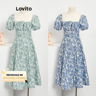(KOL‘s pick) Lovito Festa Vestido com Simples para Mulheres L77ED275(Multicolorido) em Oferta na Shopee