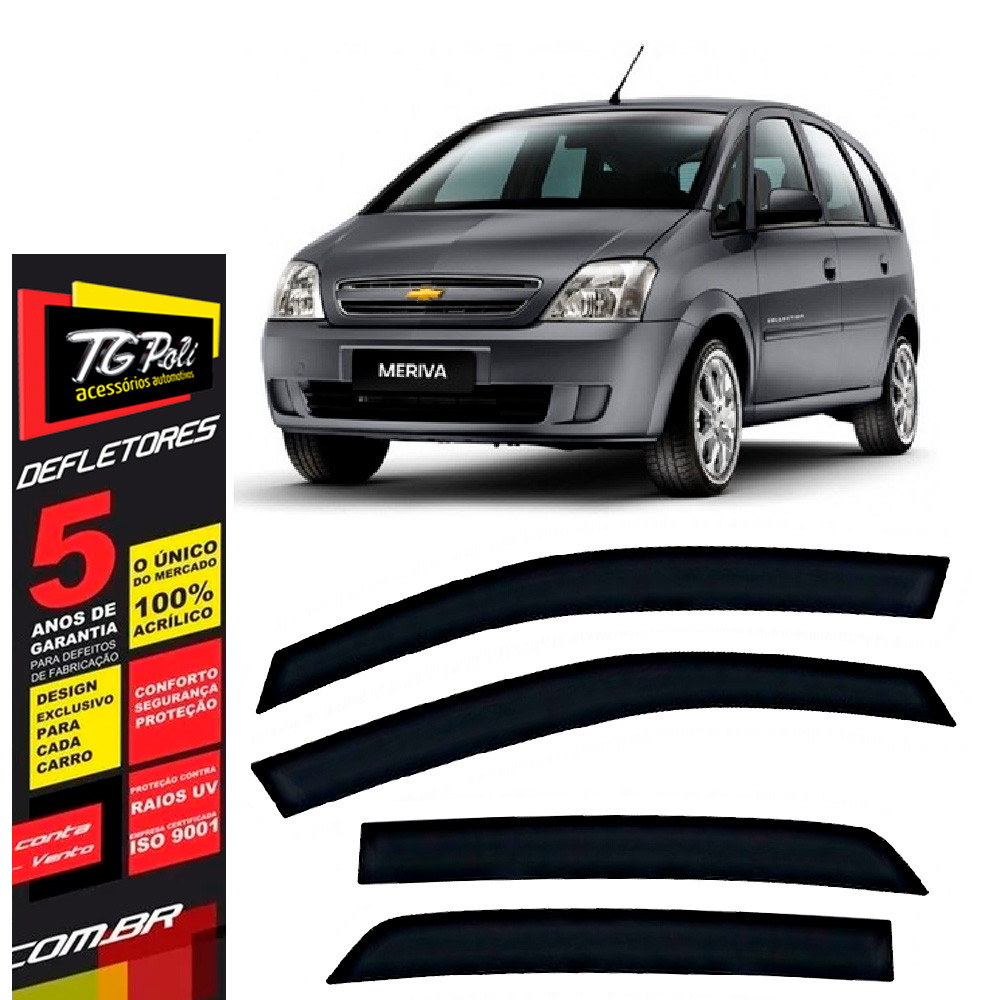 Calha de Chuva Chevrolet Meriva 2003 a 2012 4 portas TG Poli Defletor Portas Protetor Janelas Fumê em Oferta na Shopee