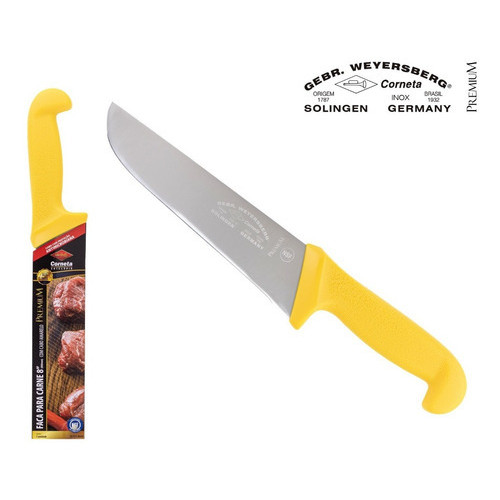 Faca Carne Açougue Churrasco Profissional 8 Corneta Premium Cor Amarela
