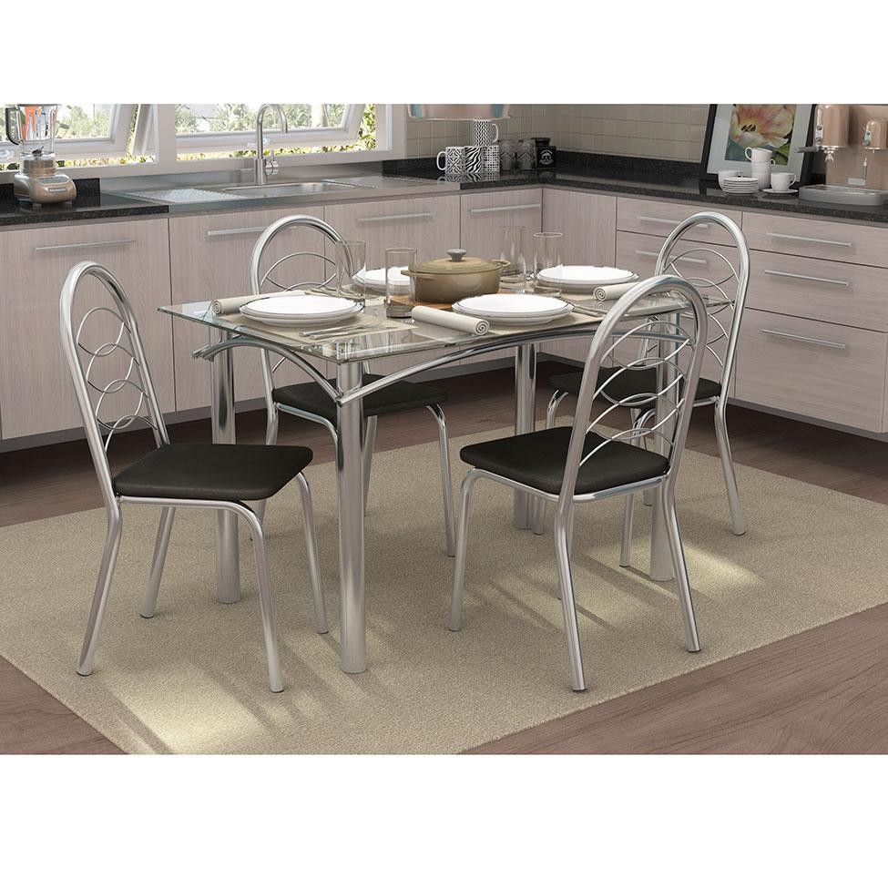 Conjunto de Mesa com 4 Cadeiras Gillian Cromado e Preto em Oferta na Shopee