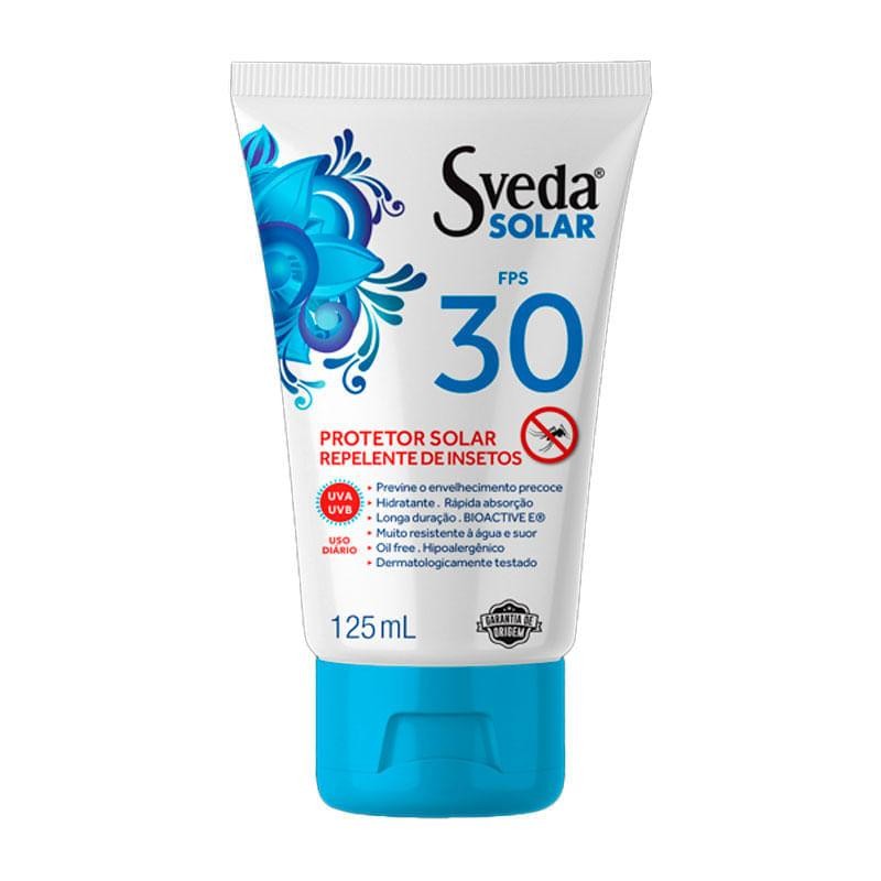 Protetor Solar Repelente de Insetos Sveda Solar FPS30 125ml em Oferta na Shopee