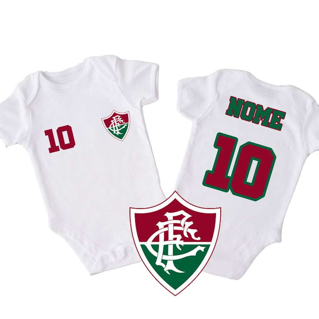 Body Fluminense Infantil Bebê Bori de Time Personalizado com Nome do Bebe  Roupa Bebe
