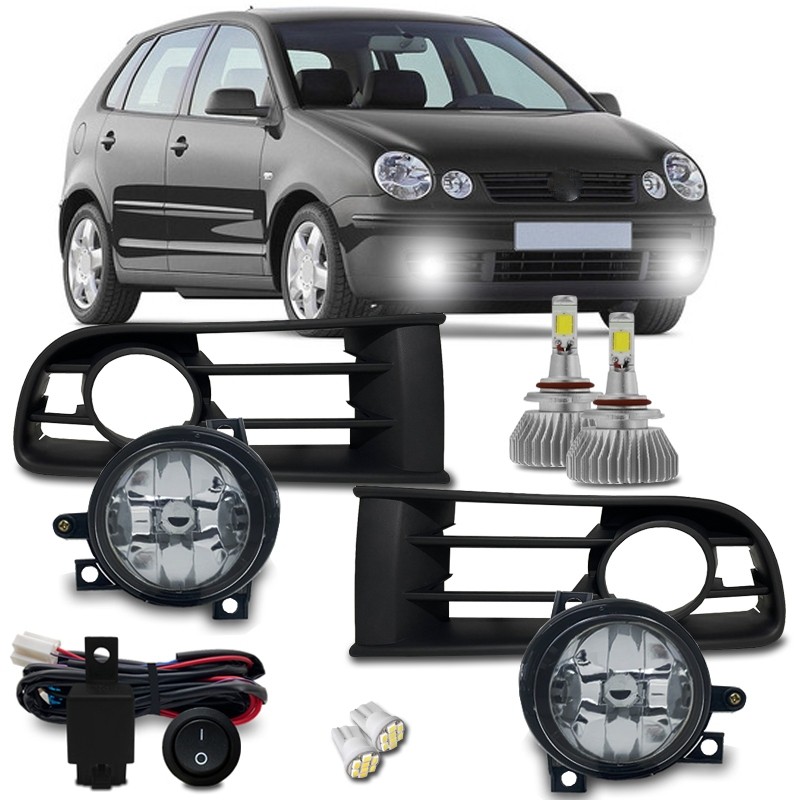 Kit Farol Milha Polo 2003 2004 2005 2006 + Kit Super Led H3 6000k