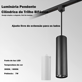 Pendente Tubo Track para Trilho 7W | LED 3000K / 6000K | Bivolt | 434lm | Branco/Preto em Oferta na Shopee