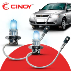 Par Lâmpada Automotiva H3 8500K 55W Super Branca Efeito Xenon P/ Cinoy Encaixe Padrão