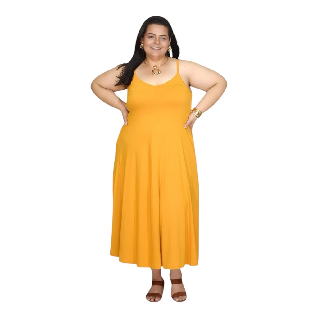 Vestido Mostarda Moda Evangélica Plus Size Soltinho Que Combina com Seu Estilo!