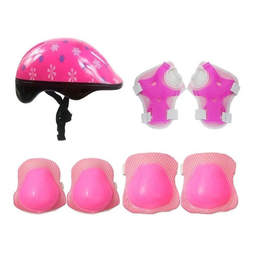Kit De Proteção Infantil Rosa Skate Patins bike capacete .