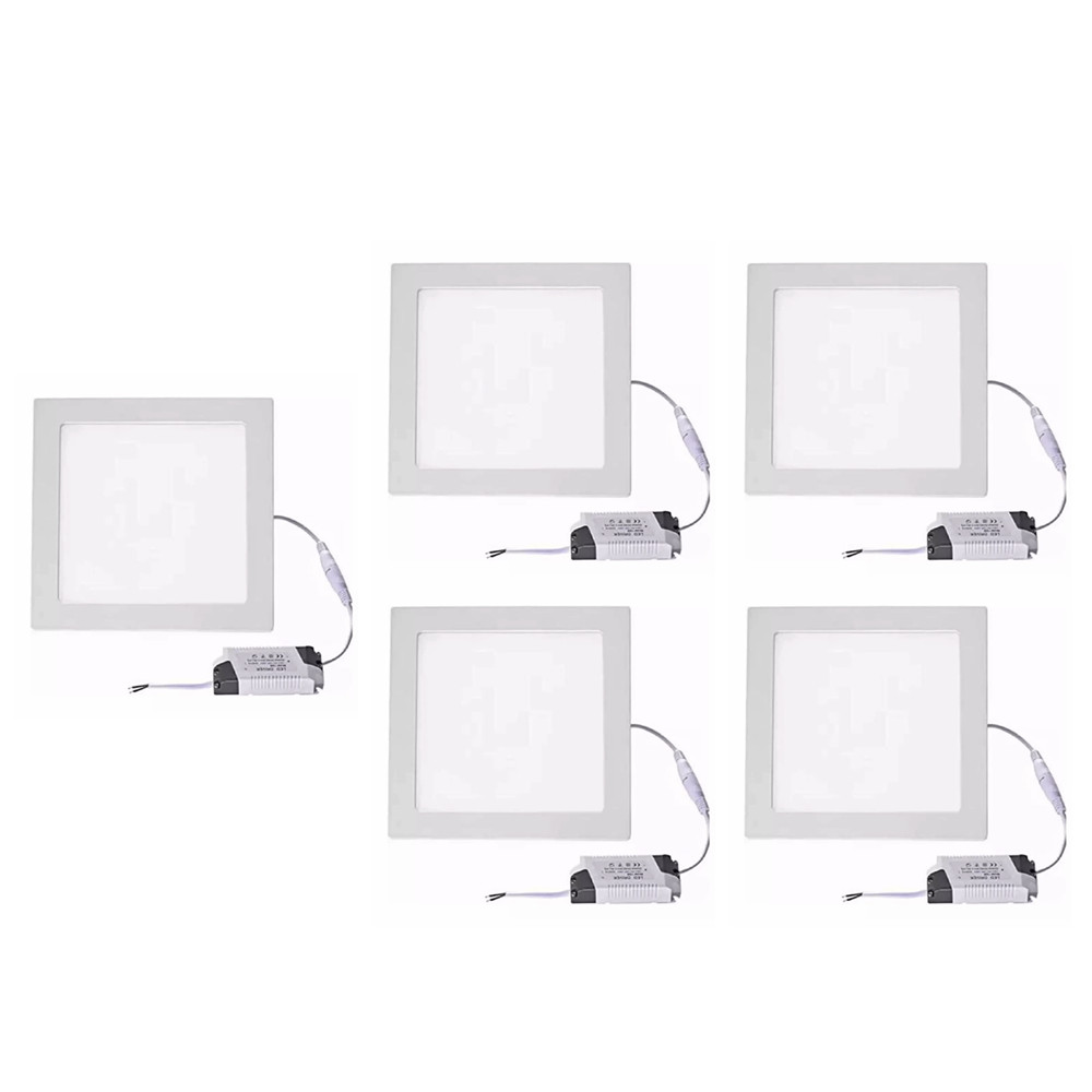 Kit 5 Paineis de Led Plafon Sobrepor 25w Quadrado Branco Frio 6500k