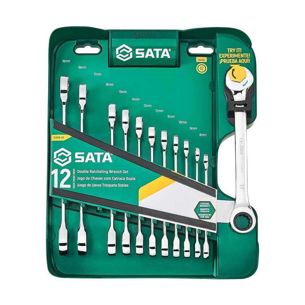 Jogo Chave Combinada Catraca 8 a 19mm Sata Speedy com 12 Peças - Home & Living