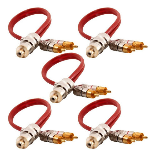 KIT 5 CABO Y RCA BLINDADO VERMELHO 2 MACHOS 1 FEMEA E-TECH PARA SOM AUTOMOTIVO em Oferta na Shopee