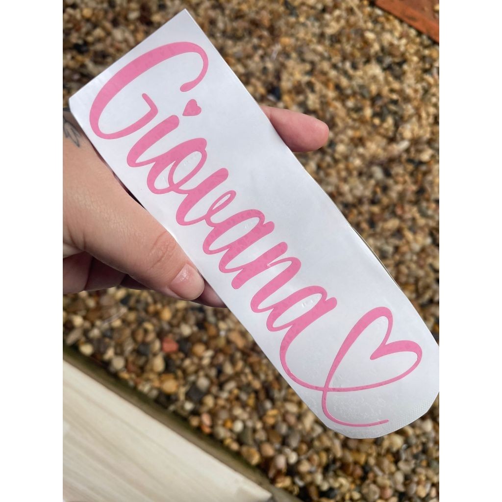 adesivo nome da namorada(o) para colar na moto carro caminhão e soleira porta passageiro rosa claro 15 cm em Oferta na Shopee