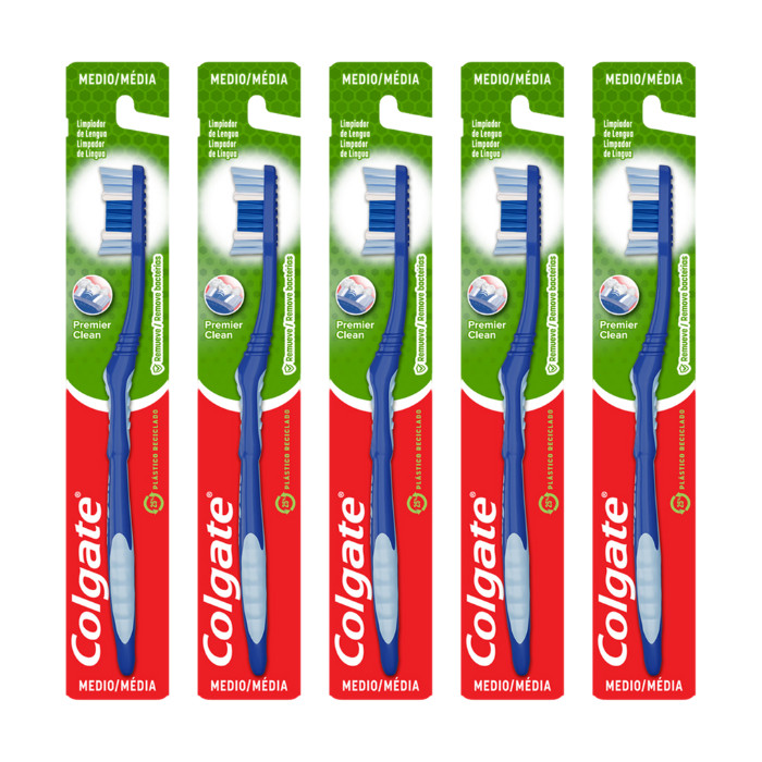 Escova de Dente Colgate Premier Clean Media Diversas Cores 5un