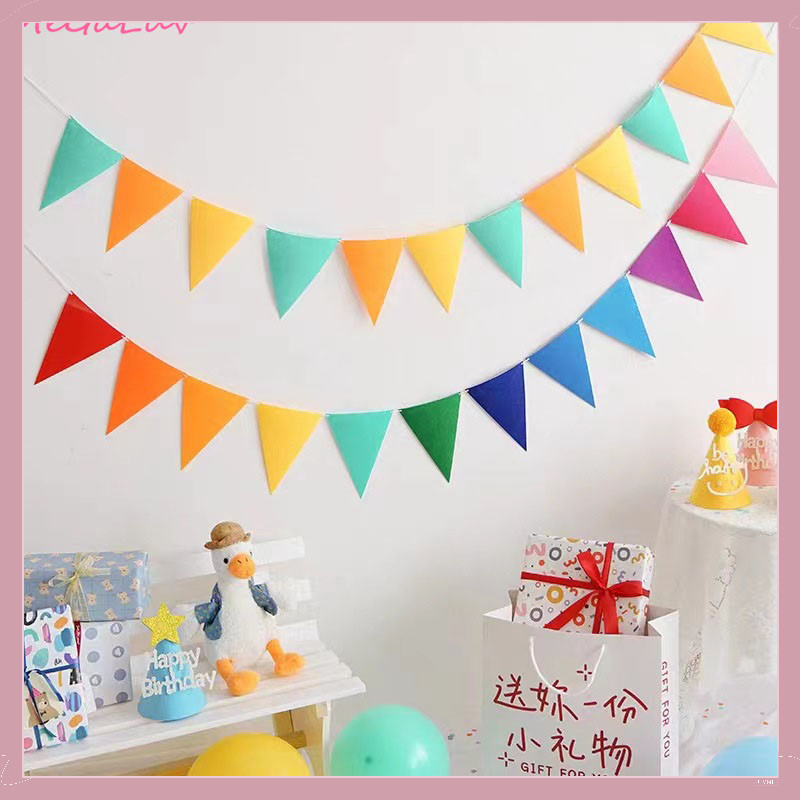 12 Bandeiras 2,5m INS De Feltro Arco-Íris Não Tecido Triângulo Banner Aniversário Bunting Pennant Baby Shower Casamento Garland Decoração Festa Suprimentos em Oferta na Shopee