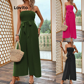 Lovito Macacão Elegante Com Cinto Liso E Simples Para Mulheres LNL47100