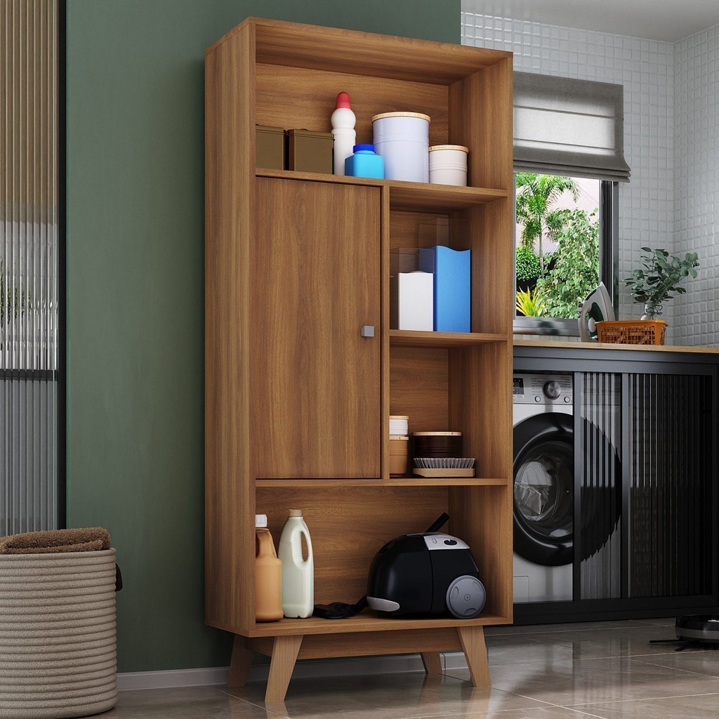 Armário Multiuso 1 Porta 4 Nichos Espresso Móveis Nogal - Home & Living
