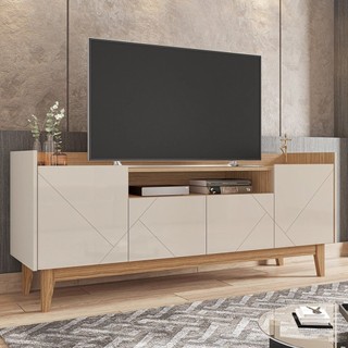 Rack para TV até 60 Polegadas 4 Portas 1 Nicho 158cm Adria Versátile  Off White/Noce em Oferta na Shopee