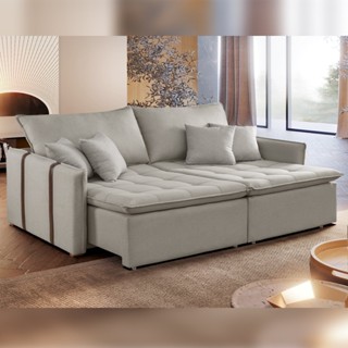 Sofá Cama 3 Lugares Retrátil 200cm Detroid Yescasa Linho Cinza  Linho Gelo em Oferta na Shopee
