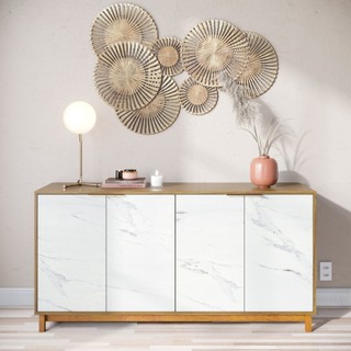 Buffet Aparador 4 Portas com Marmorizado 160cm Ibiza Yescasa em Oferta na Shopee