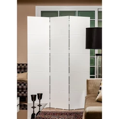 Biombo Frisado 3 Painéis MDF 180x135cm Branco Branco