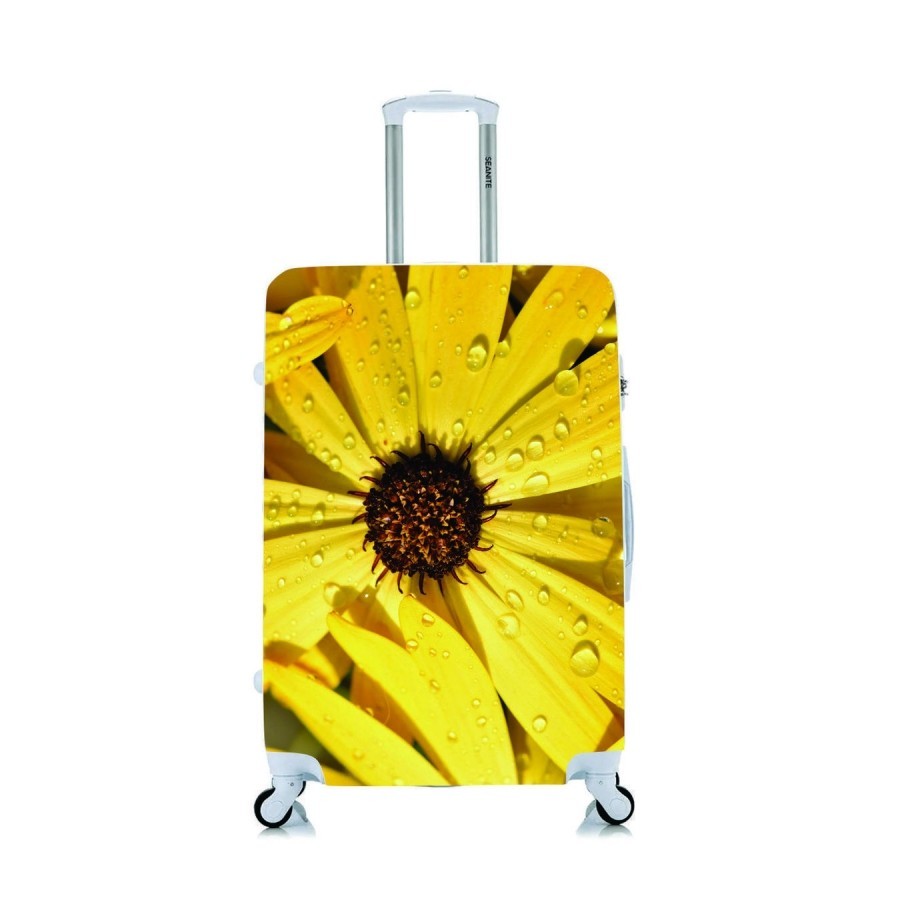Capa Protetora Para Mala Viagem Personalizada Pequena Flor Amarela
