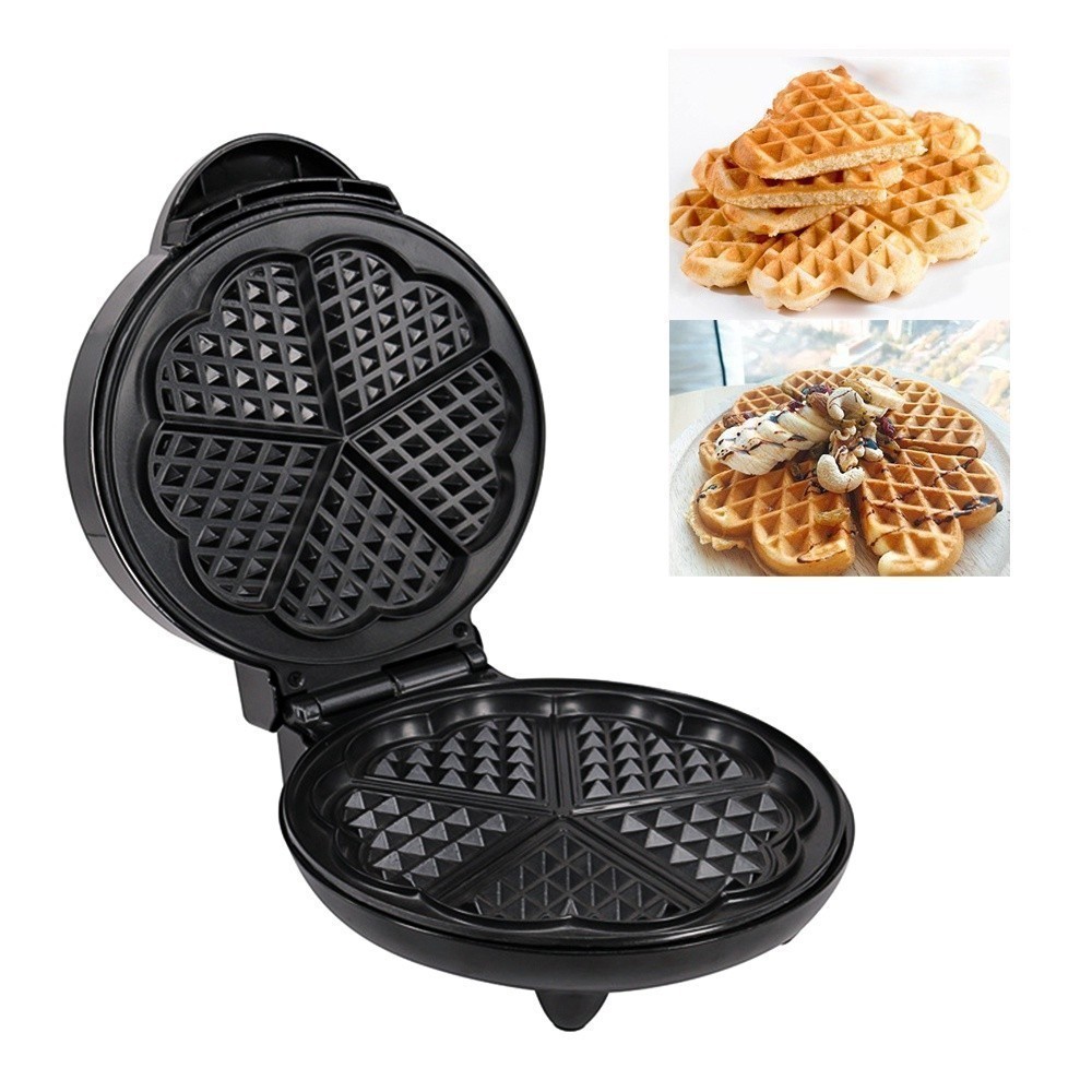 Mini Máquina de Waffle Em Forma De Coração Portátil 110v 700w Eétrico