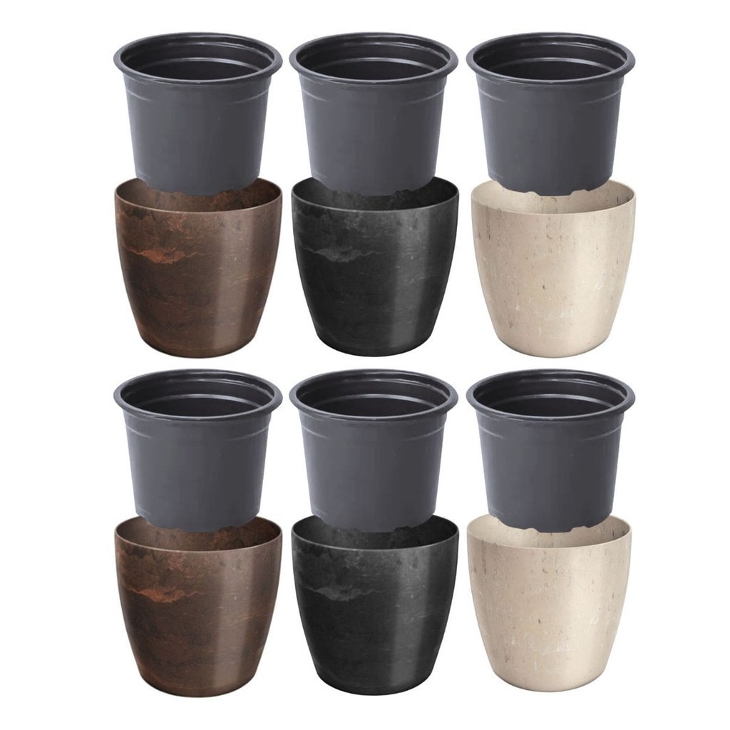 Kit 12 Mini Cachepô Elegance Pequeno 90ml Cachepot Para Cacto e Suculenta + 12 Vaso Vasinho Pote NP06 Preto - Nutriplan