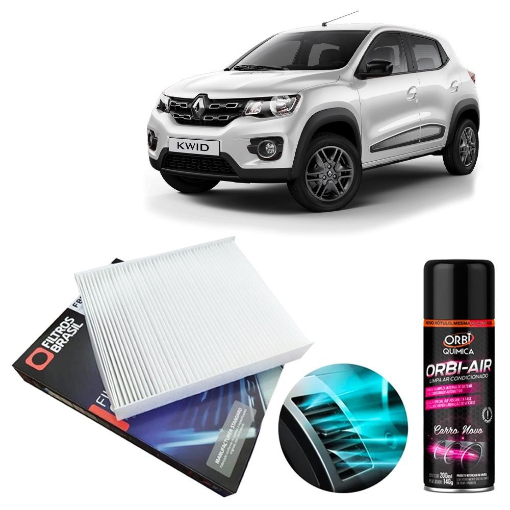 Filtro Cabine Ar Condicionado + Higienizador Kwid 1.0 2017/