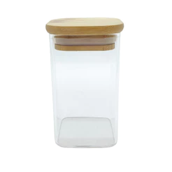 Pote de Vidro Hermético com Tampa de Bambu - 10x6cm - 225ml - 1 unidade - Rizzo