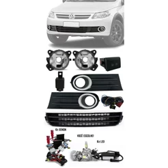 Kit Farol Milha Grade Para-choque Central Preto Sem Friso Vw Gol Voyage Saveiro G5 2009 à 2013 + Xenon ou LED