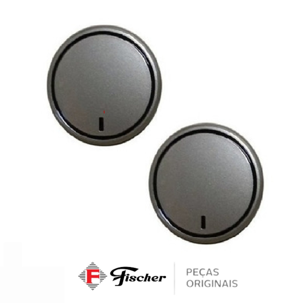 Botão Forno Fischer Fit Line para Timer e Termostato — Kit 2 Peças Originais com Encaixe Preciso