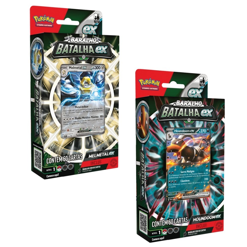 DECK DE BATALHA EX MELMETAL OU HOUNDOOM MÁSCARAS DO CREPÚSCULO EV6 60 CARTAS TCG COPAG NÍVEL 1 - Hobbies & Collections
