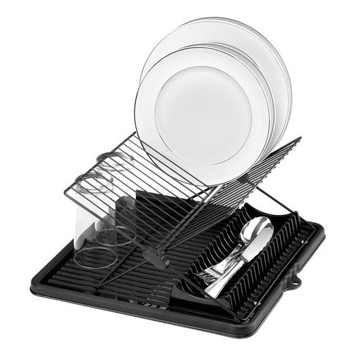 Escorredor De Louças Flex Articulado 16 Pratos Talher Copo Preto Arthi em Oferta na Shopee