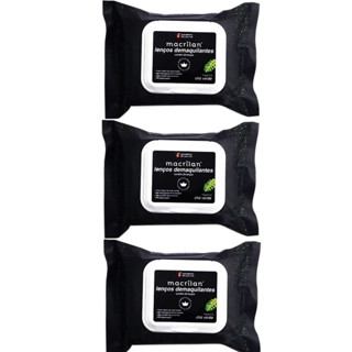 Kit 3 Pacotes 25un Lenços Demaquilante Macrilan com 75un em Oferta na Shopee