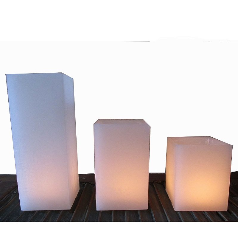 3 Velas Luminárias Quadradas de Chão 12x15 12x20 12x30 Casamento Coredor de Igreja