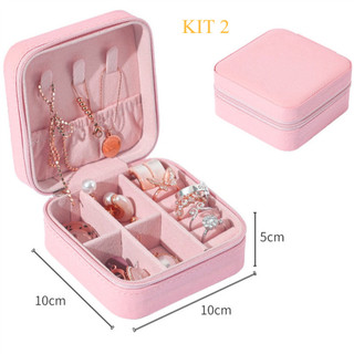 KIT 2 Porta Joia De Bolsa Para Viagem Portátil/ caixa de armazenamento/bolsa/anel/colar C…