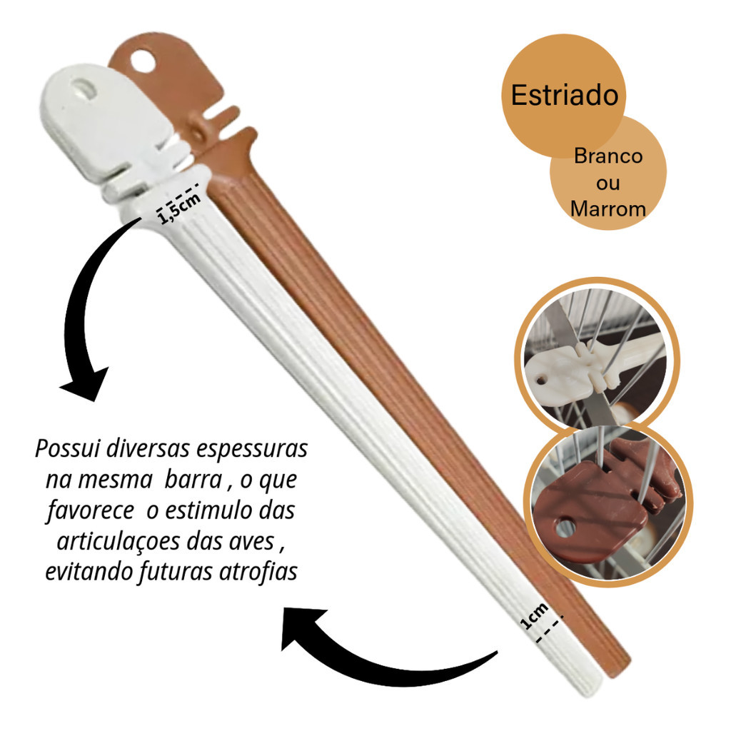 Poleiro Italiano Plastico Frisado Kit c/ 10 Unidades Passaros e Aves Diversas