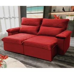 Sofá Retrátil Reclinável Paris 1,80m Suede Velut Vermelho Molas no Assento - King House