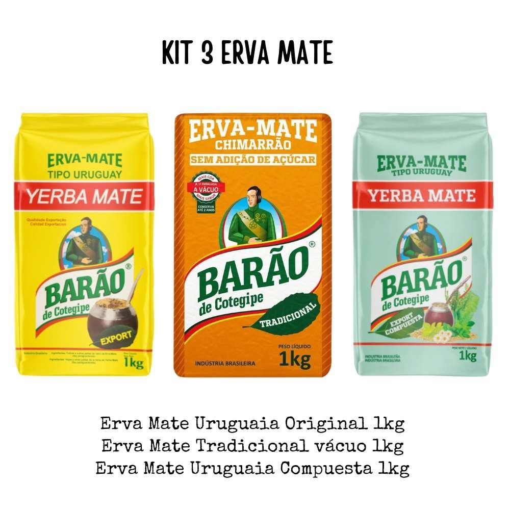 Kit 3 Erva Mate Uruguaia Export Compuesta Tradicion 1kg cada