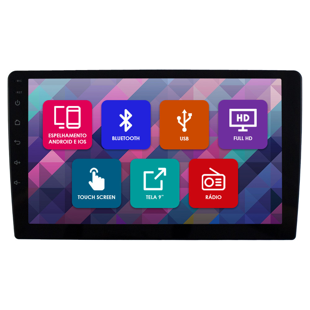 Kit Multimídia 9 Pol Renegade Since 1941 2015 16 17 A 2023 Espelhamento Android Ios 2 Din Preto Camera Ré — imagem 2 de 2