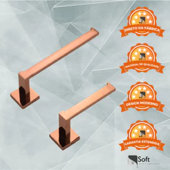 Kit Acessórios Para Banheiro Lavabo Duas Peças Rose Gold
