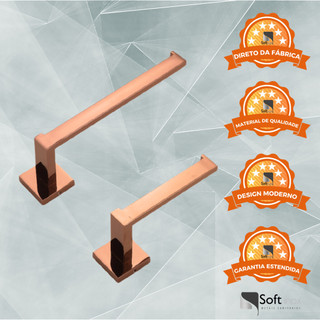 Kit Acessórios Para Banheiro Lavabo Duas Peças Rose Gold