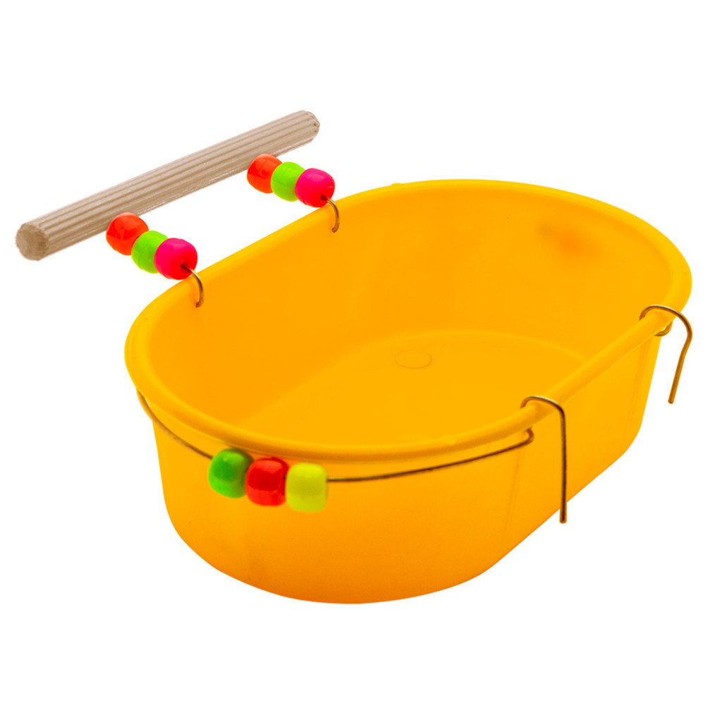 1UN - Banheira para Calopsita Especial Decorada - Amarela em Oferta na Shopee