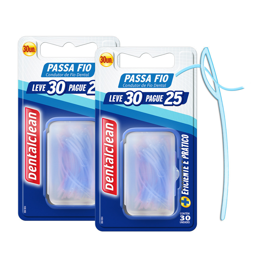 Kit Passa Fio Dental 60 Unidades para Próteses e Aparelhos Dentalclean em Oferta na Shopee