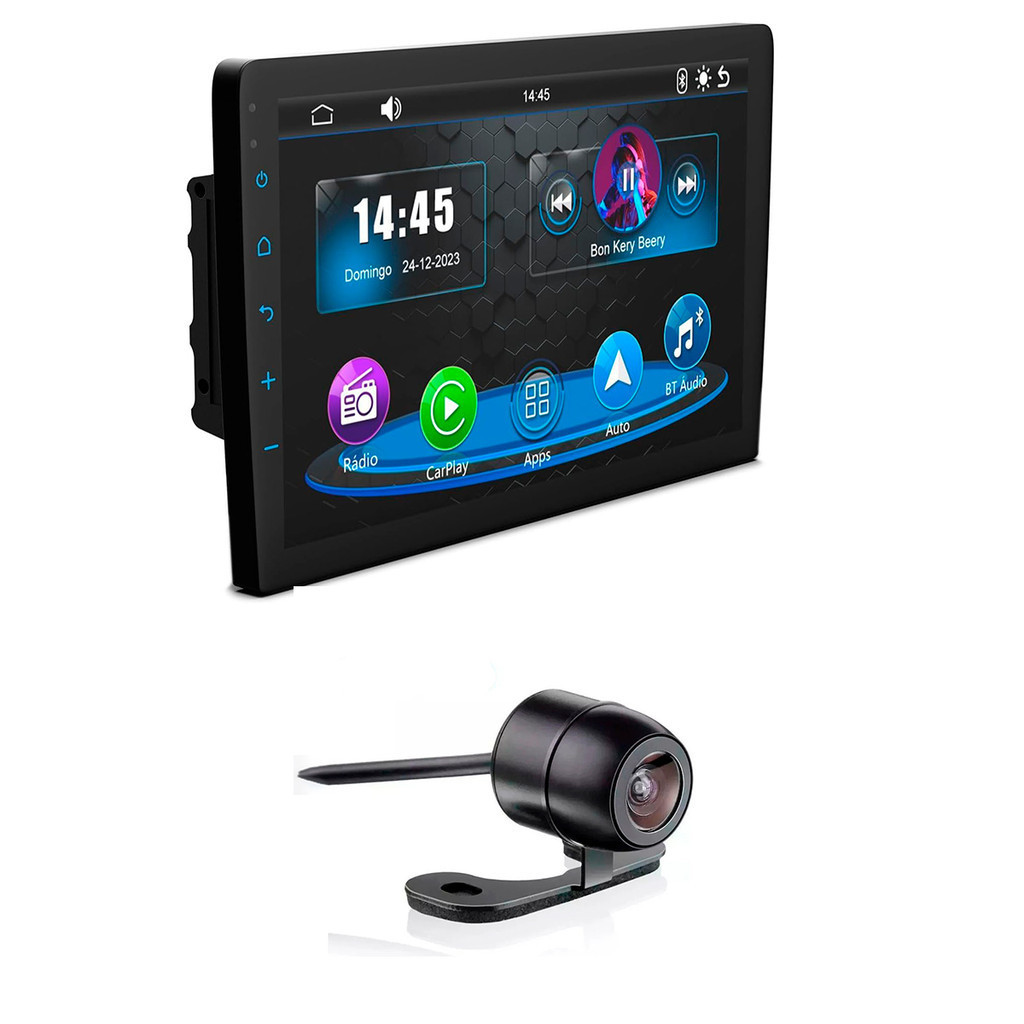 Central Multimídia Mp5/BT/USB 2 Din Faaftech CM9 9 Polegadas + Câmera Ré Borboleta 2x1 Universal